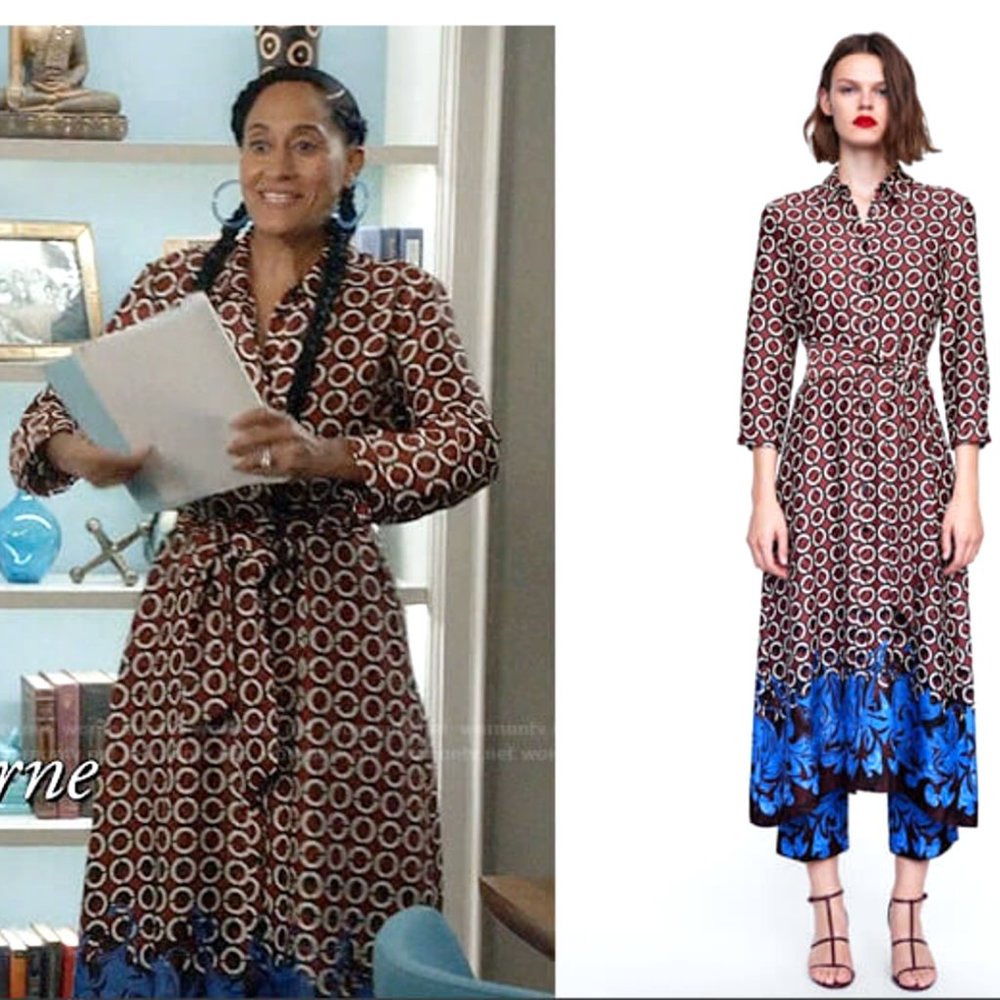 HP🎉 ZARA Geometric floral print tunic maxi dress